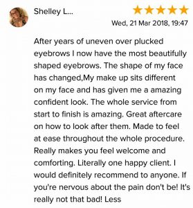 Shelly L. Testimonial for Natalie Janman Permanent Makeup Hampshire