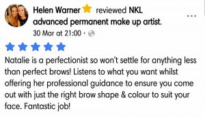 Helen Warner Testimonial for Natalie Janman Permanent Makeup Hampshire